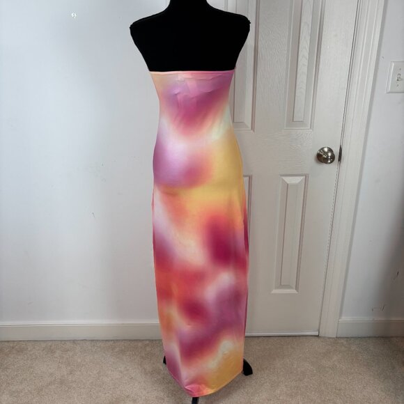 Something New Heather Strapless Tube Maxi Dress Pink and Orange Size S - Picture 3 of 7